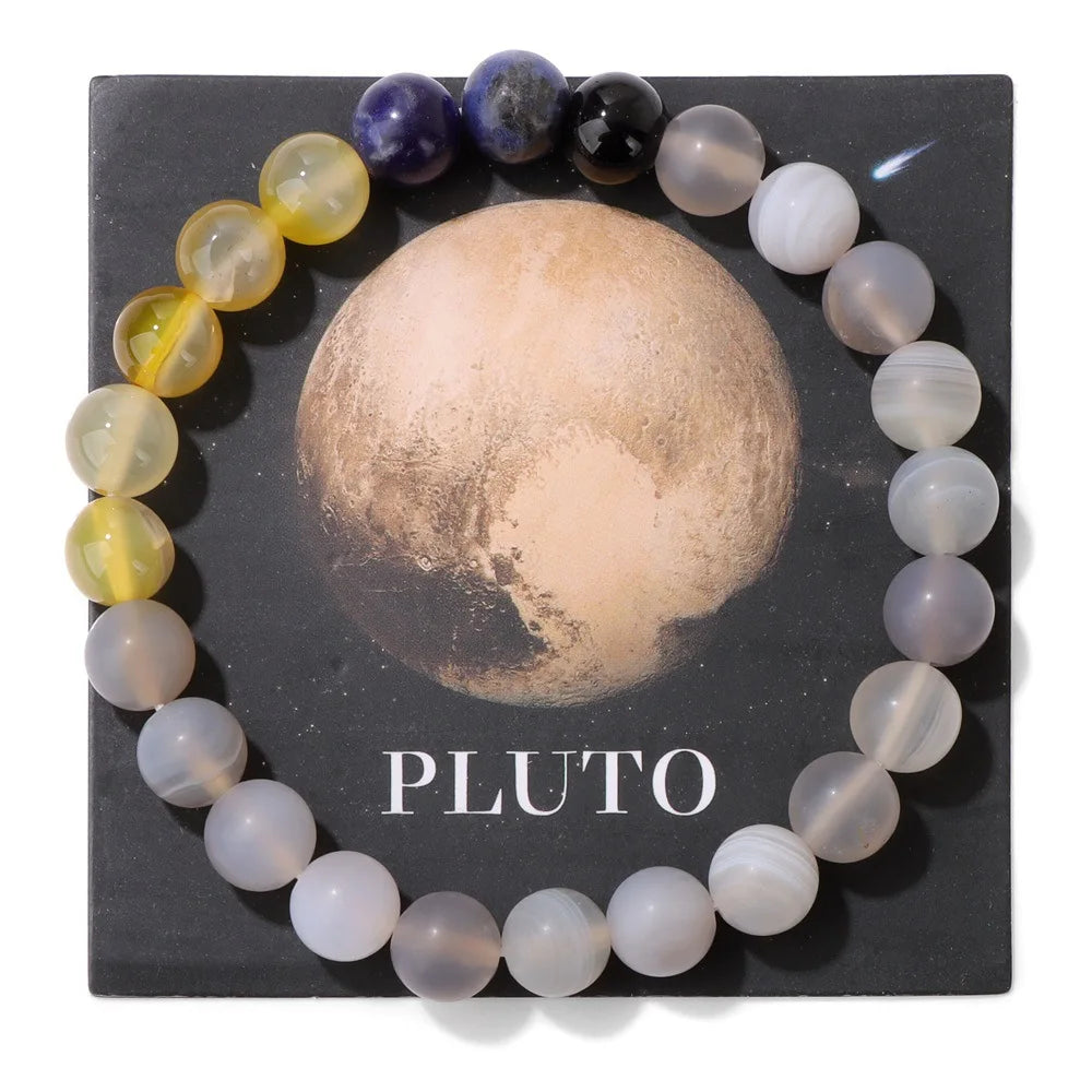 HNSP Bracelet en Perles de 8 MM pour Hommes Femmes Planètes du Système Solaire Chapelet à Main Accessoires Soleil Lune Terre Bracelet Corde