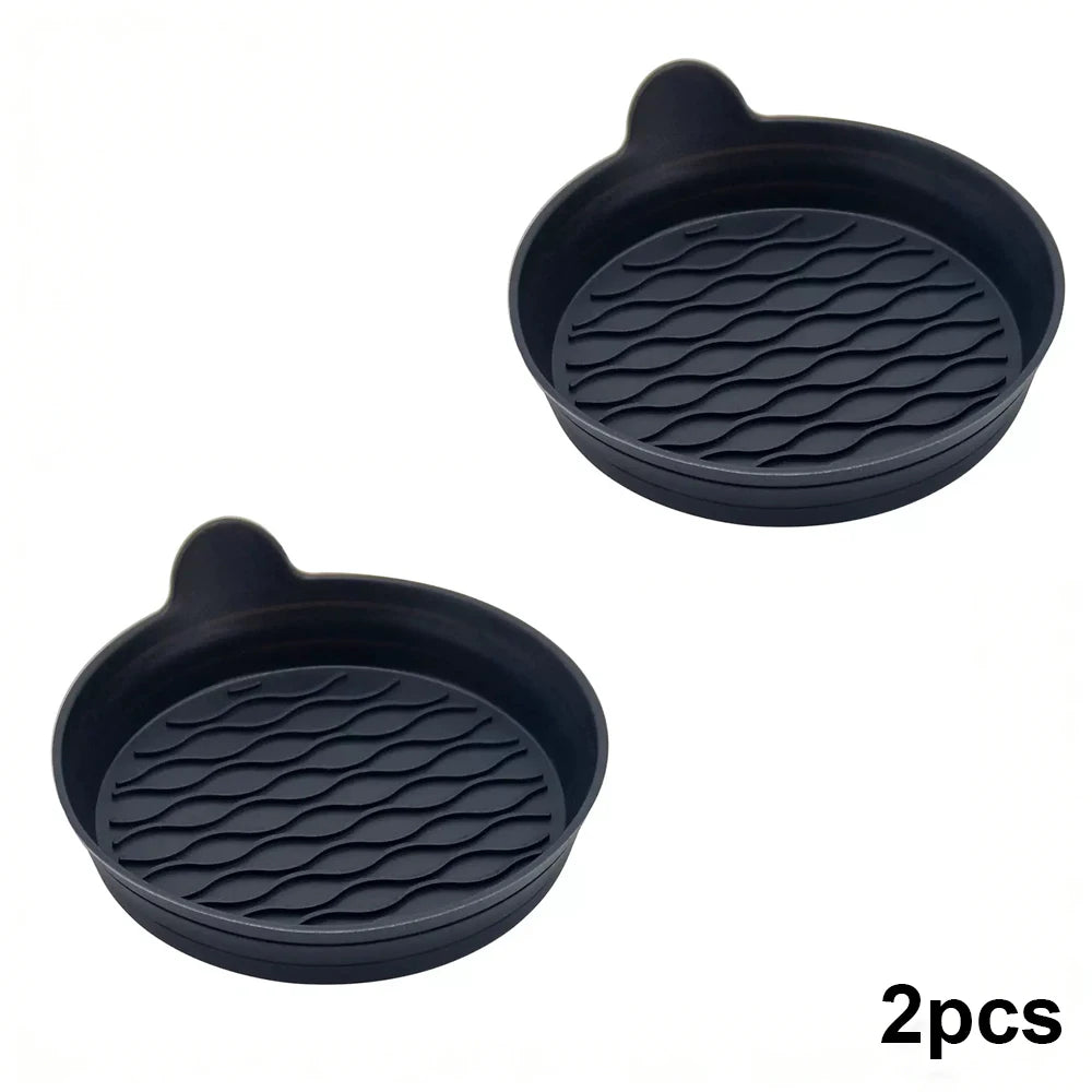 2 Pièces Universel Silicone Voiture Tapis de Tasse Antidérapant Résistant à la Chaleur Étanche Voiture Intérieur Accessoires Tapis de Tasse Gris Noir