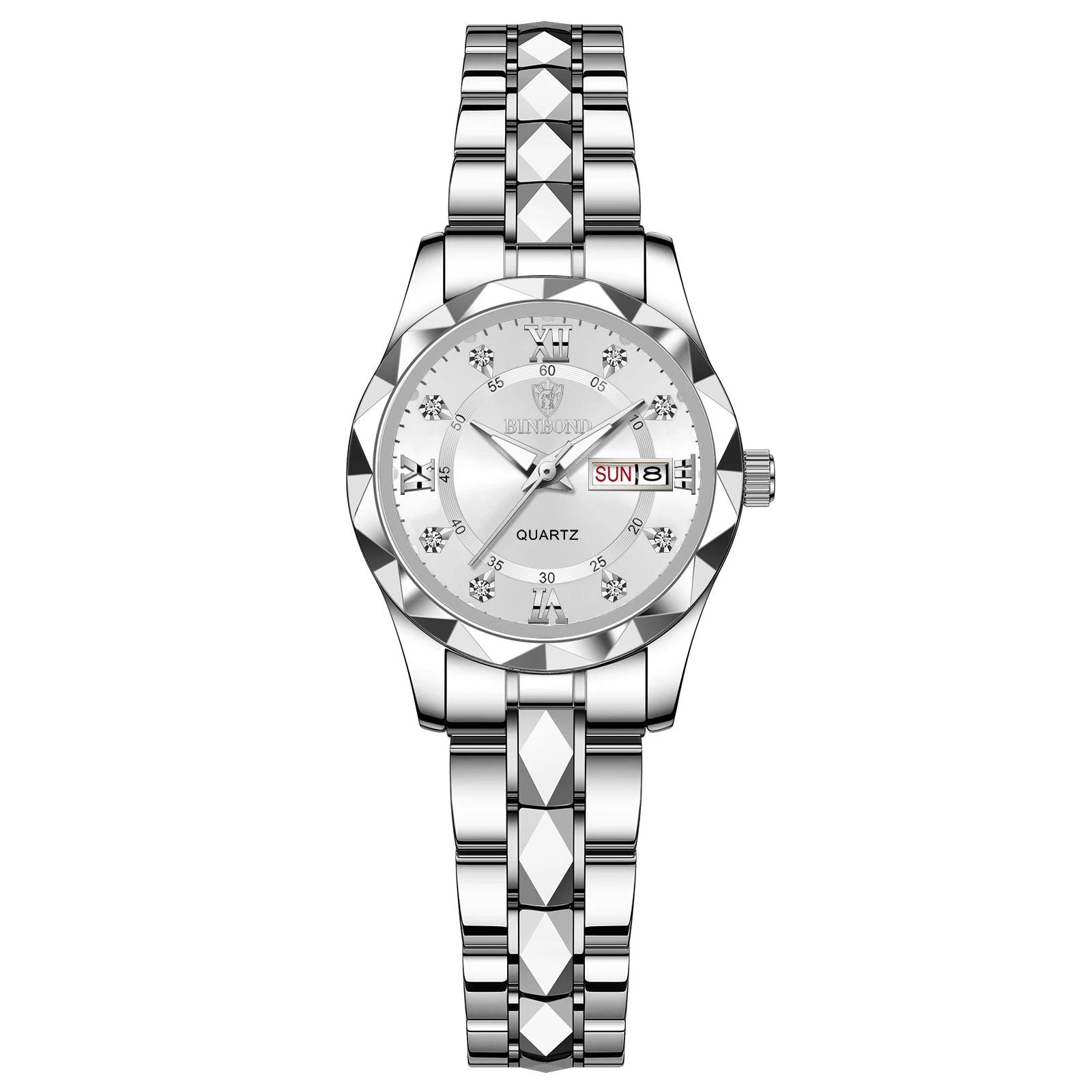 BINBOND B2521 Montres à Quartz de Luxe de Marque pour Femmes, Étanche 30M, Date et Jour, Montre-Bracelet Sport pour Femmes