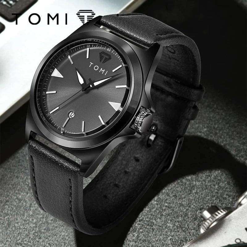 Montre pour homme décontractée minimaliste TOMI, montre à quartz pour homme d'affaires, cadran rond, montre classique à la mode, cadeau