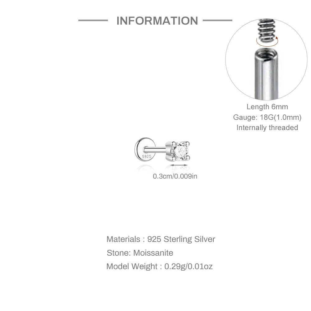 Aide Mini Boucles d'oreilles Moissanite 2/3/4mm pour femme, en Argent Sterling 925, Bijoux Tendance INS, Clous d'oreilles de Mariage, Brincos de Pratas