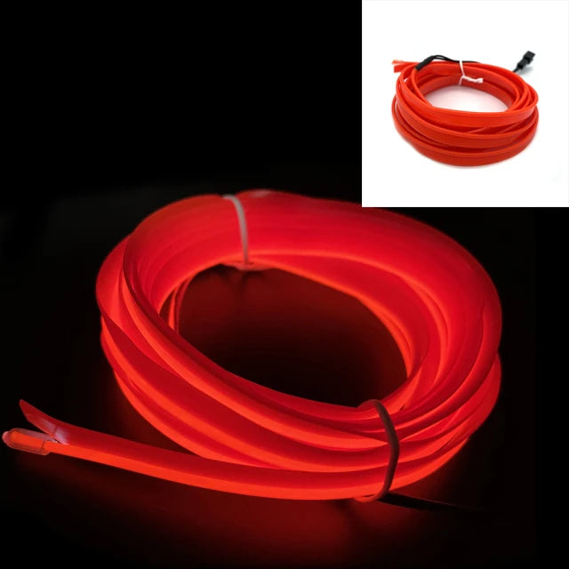 Fil EL de voiture Lumière LED Ambiance intérieure Bande LED Éclairage néon Guirlande Corde Fil Tube Décoration Tube flexible Couleurs LED Auto
