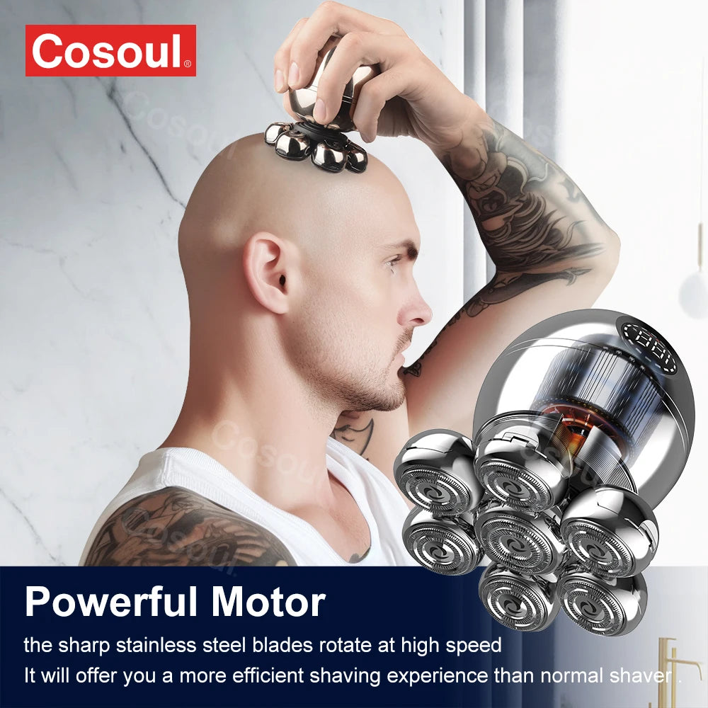 Rasoir électrique pour hommes, rasoir de tête chauve 5 en 1, tondeuse à cheveux pour homme chauve, tondeuse à barbe, machine à raser, rasoir de tête chauve 7