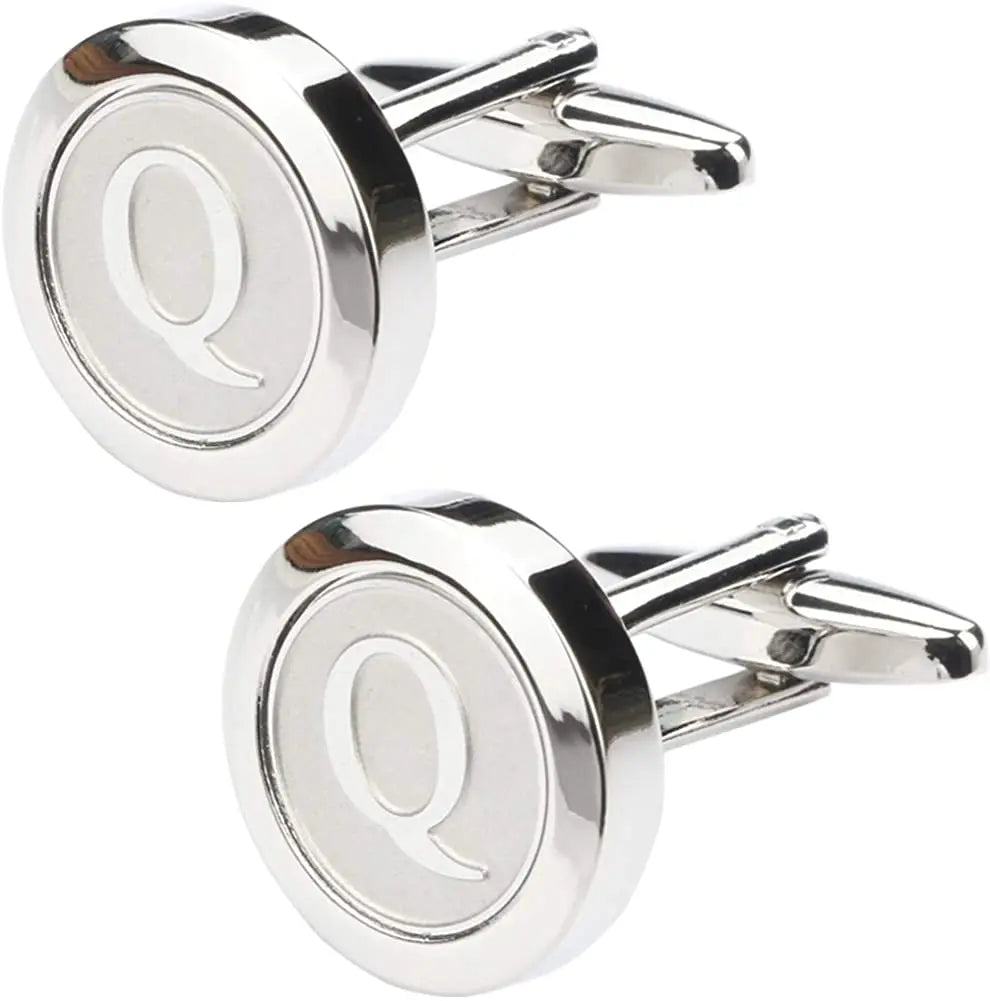 Boutons de Manchette Classiques en Acier Inoxydable pour Homme - Lettre Initiale de l'Alphabet 26 Boutons de Manchette Chemises d'Affaires Mariage Cadeau A-Z