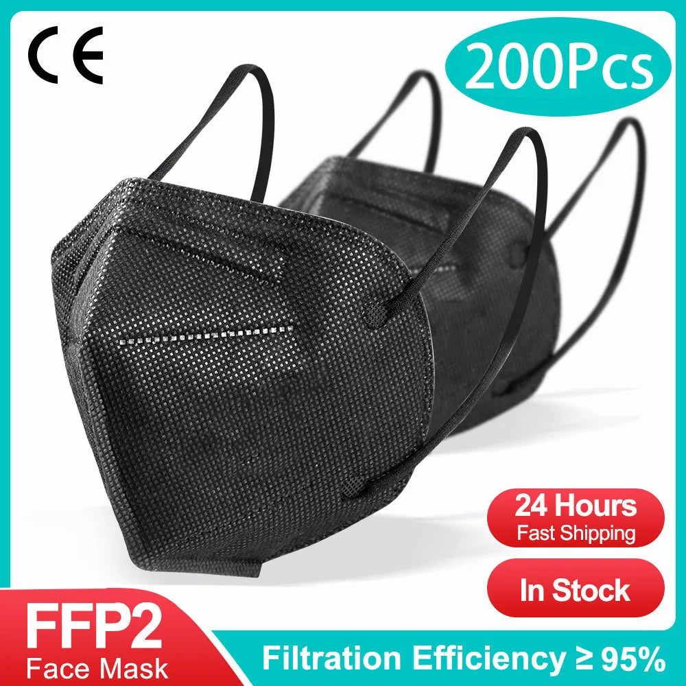 10-200 Masques FFP2 KN95 Mascarillas Masque facial KN95 Filtre 5 couches Mascarillas quirúrgicas homologuées Masque FFP2 noir réutilisable