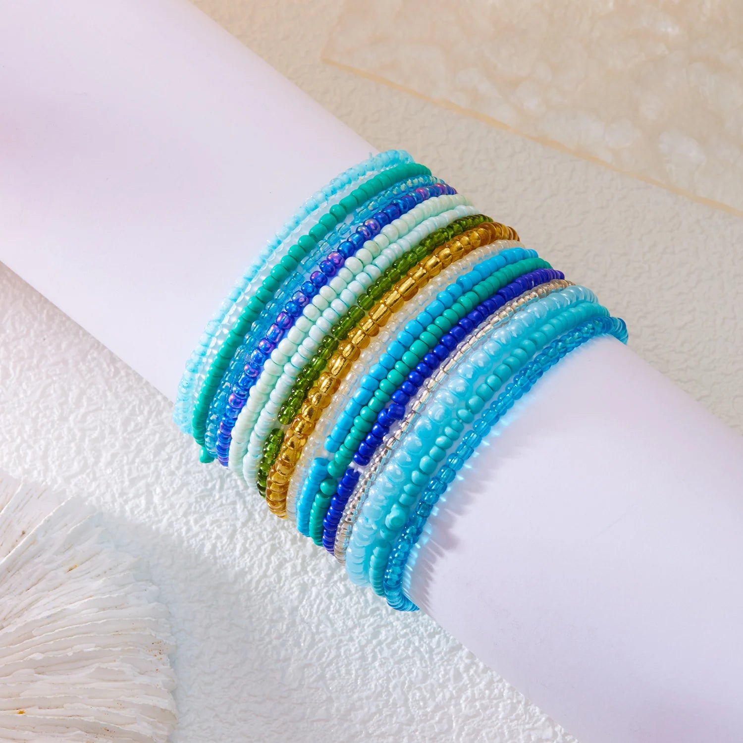 16/20 pièces/ensemble Bracelets de perles de riz colorées bohèmes pour femmes Style plage d'été Bracelet perlé Filles Bijoux de voyage vacances
