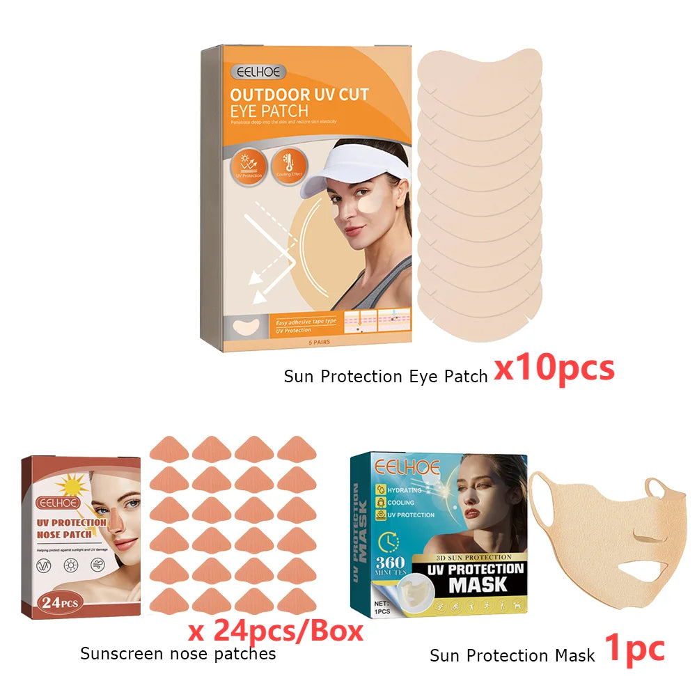 Patch oculaire anti-UV pour l'extérieur, écran solaire pour le nez, masque écran solaire apaisant, protection solaire pour le visage, anti-soleil pour les soins de la peau