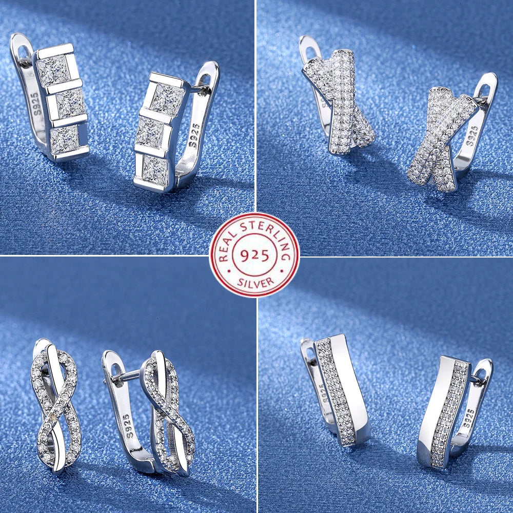 Boucles d'oreilles en argent sterling 925 Bijoux de haute qualité Rétro Motif simple Zircon violet blanc Boucles d'oreilles Meilleures ventes