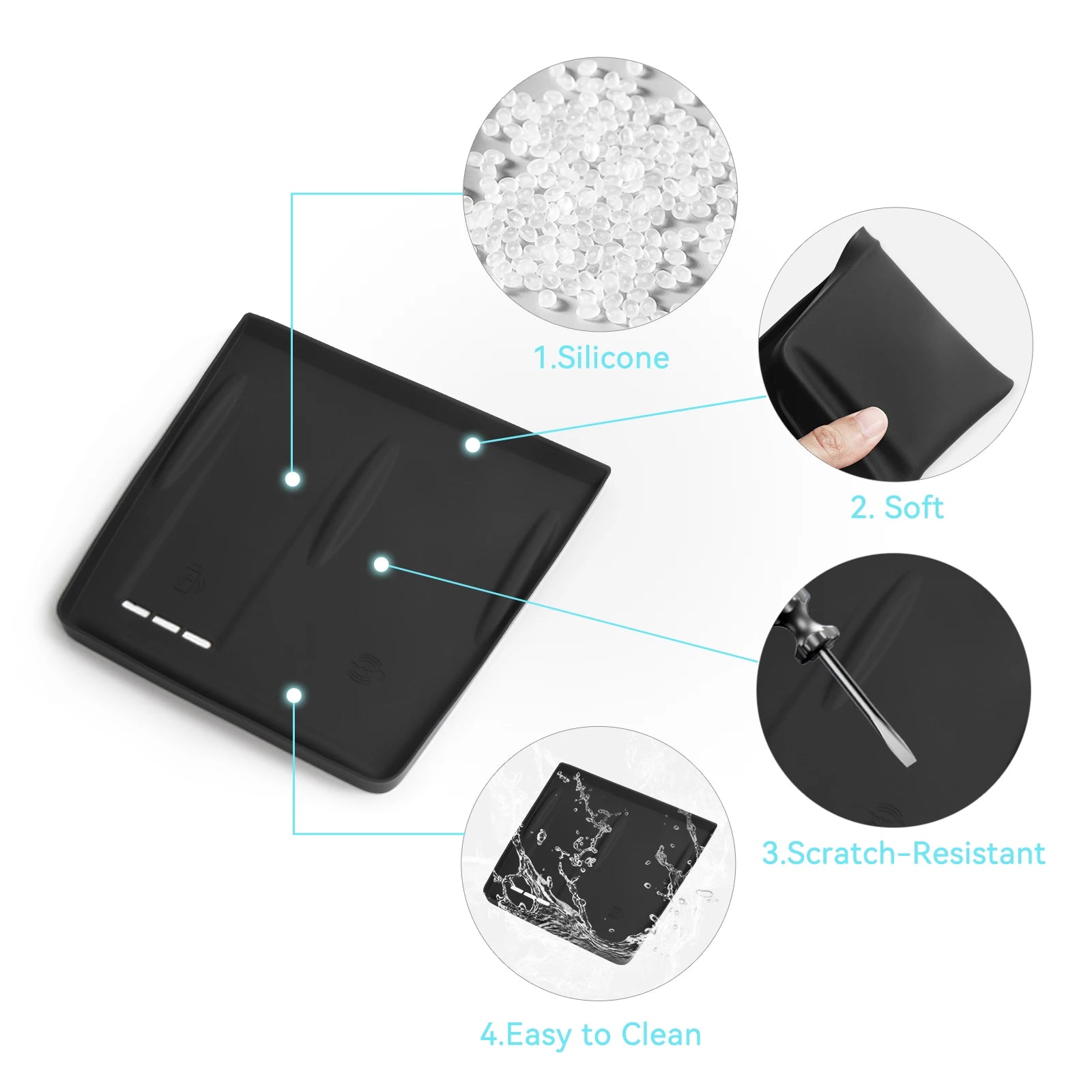 pour Chery OMODA 5 C5 Essence 2022-2025 Tapis antidérapant de voiture en silicone, tapis de chargement sans fil, accessoires de tapis anti-saleté