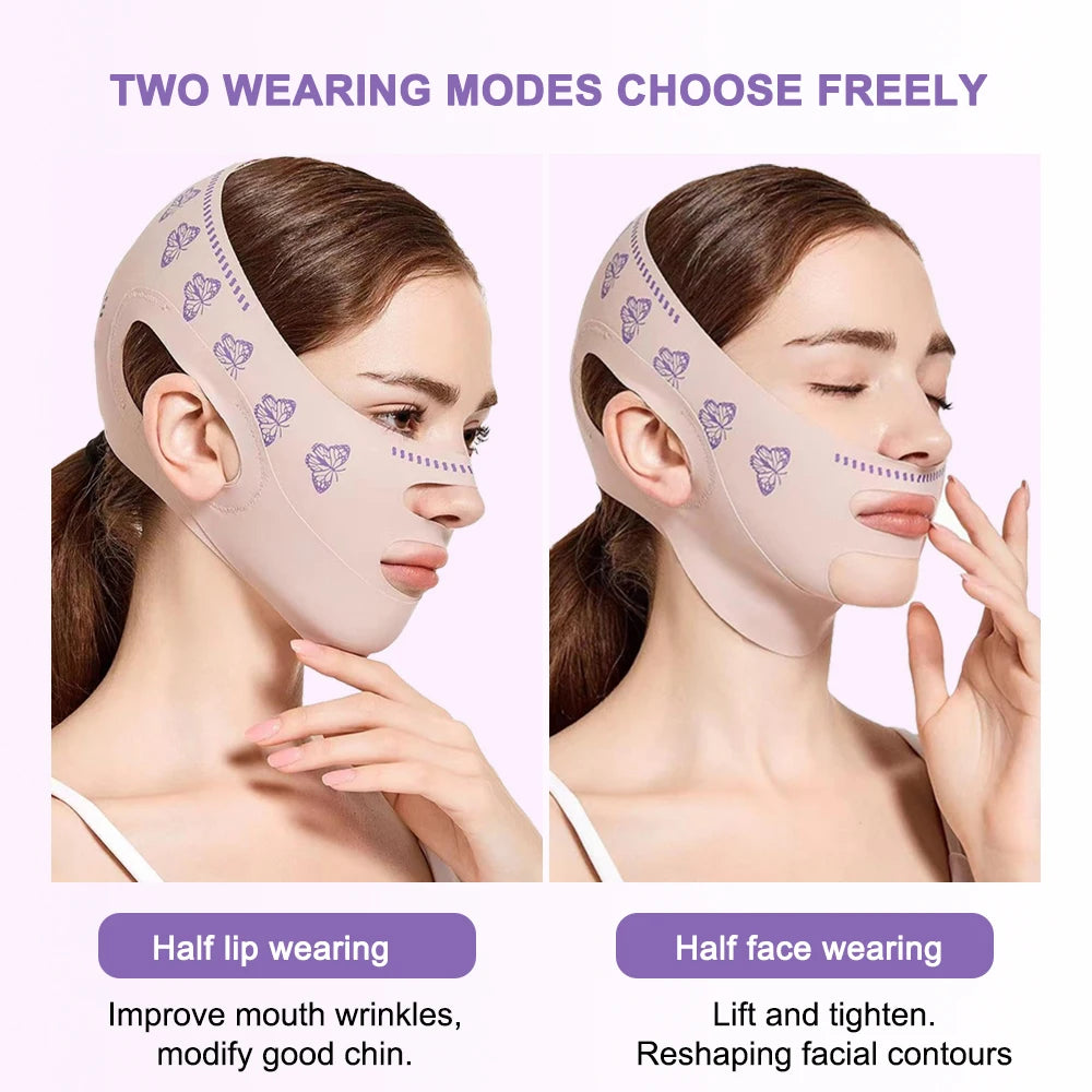 Masque liftant visage V-Line, sangle de menton pour dormir, sangle amincissante visage V-Line, réducteur de double menton et exerceur de mâchoire