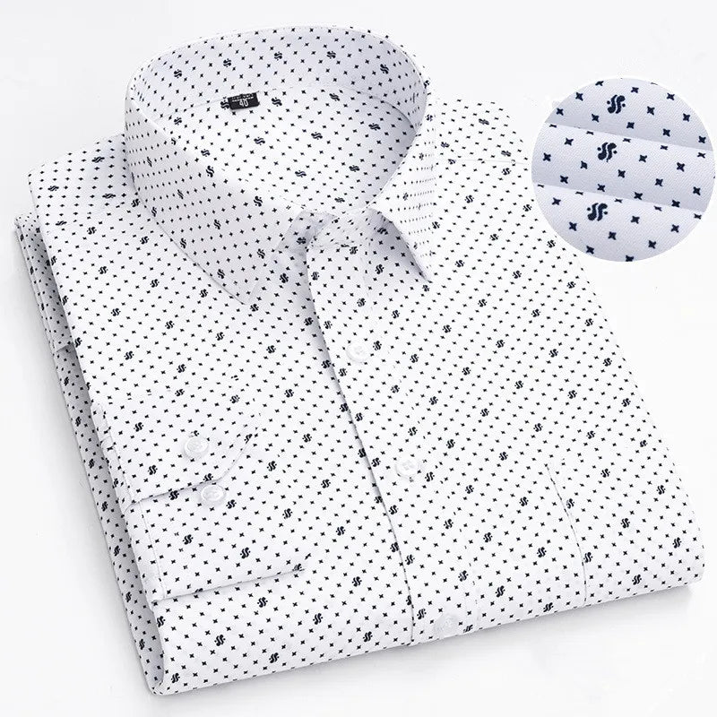 BAMBOOPLE Chemises à manches longues décontractées pour hommes, imprimé tendance, coupe standard, boutonnées, douces, pour homme, bureau, affaires, nouveau choix AE