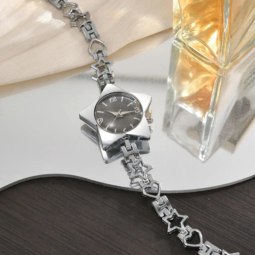 Montre pour femme en alliage, mouvement à quartz, bracelet réglable, style créatif, élégante, accessoire de mode.