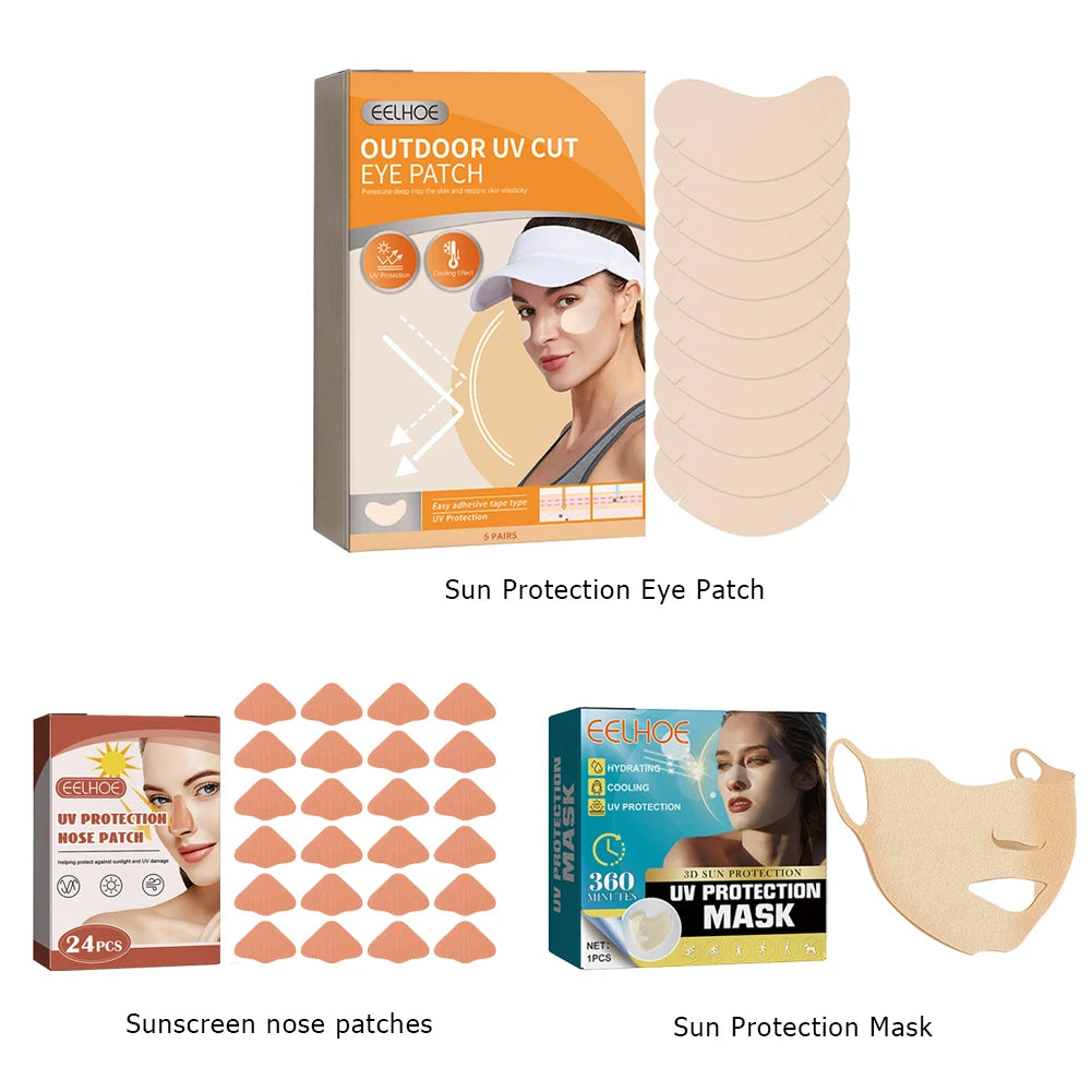 Patch oculaire anti-UV pour l'extérieur, écran solaire pour le nez, masque écran solaire apaisant, protection solaire pour le visage, anti-soleil pour les soins de la peau