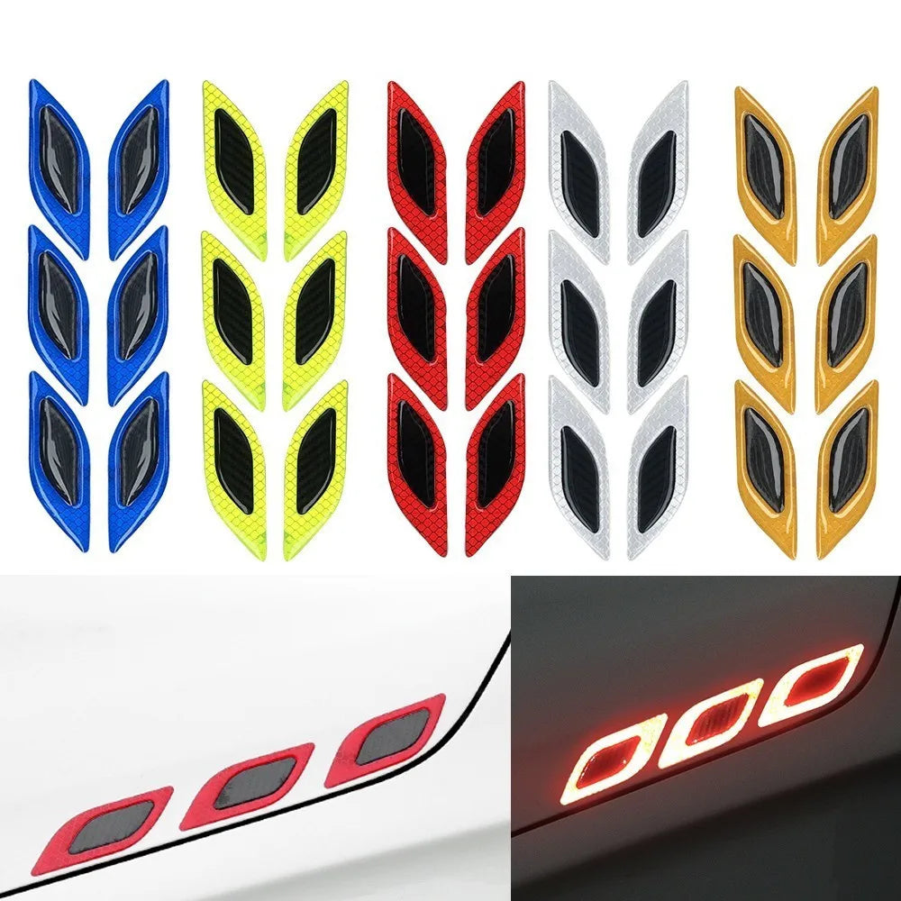 6 autocollants réfléchissants/ensemble, anti-rayures, pour voiture, moto, camion, accessoires décoratifs extérieurs