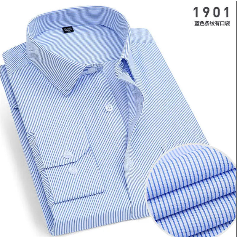 Nouveauté Printemps Chemise homme rayée à manches longues Infroissable Anti-plis Confortable Respirante Style décontracté professionnel Coupe ajustée