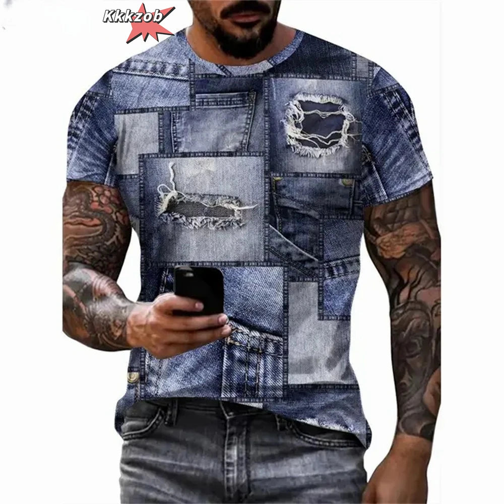 T-shirt graphique homme à col rond avec impression fantaisie, haut d'été à manches courtes pour homme, haut doux, tendance et confortable, vêtements de sport