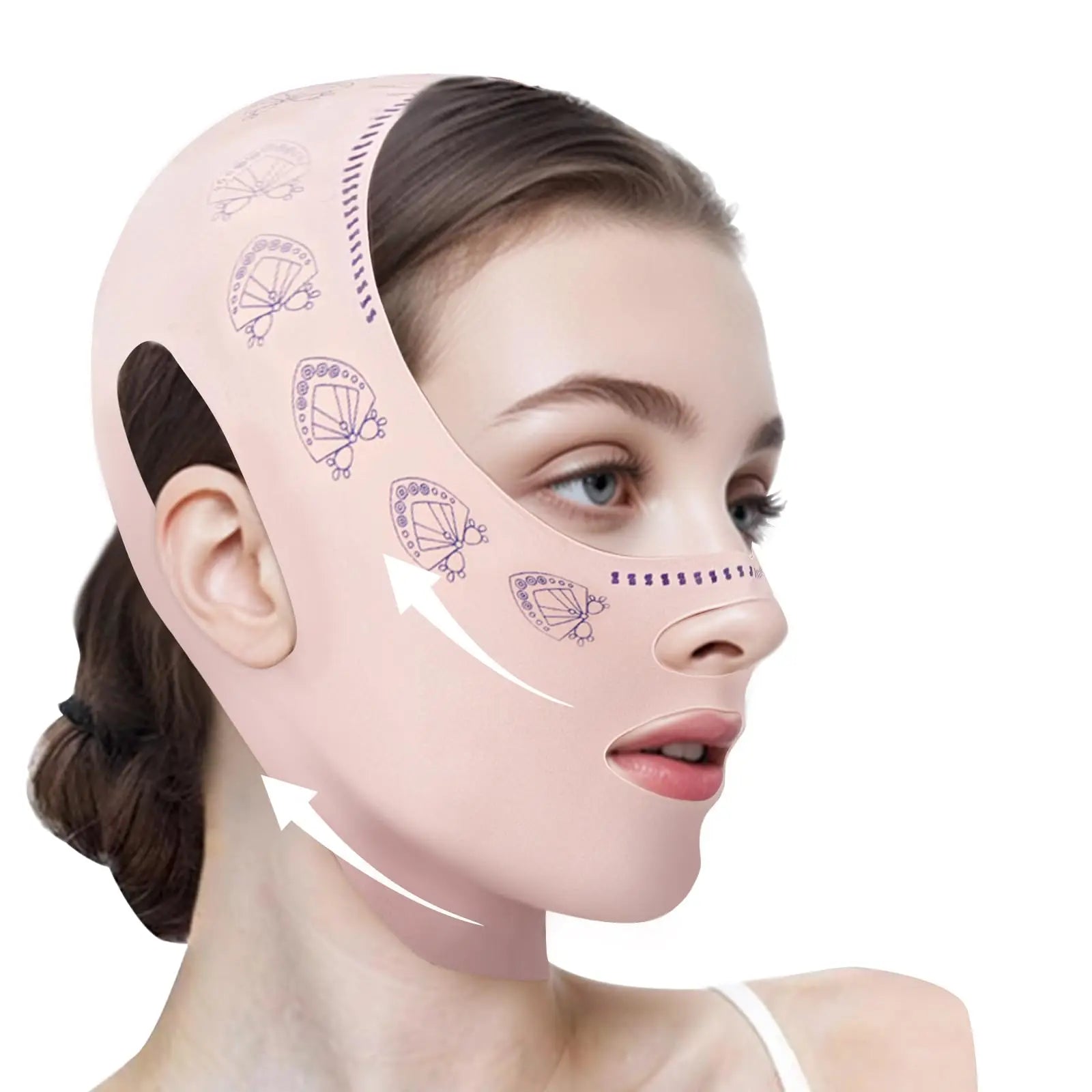 Masque liftant visage V-Line, sangle de menton pour dormir, sangle amincissante visage V-Line, réducteur de double menton et exerceur de mâchoire