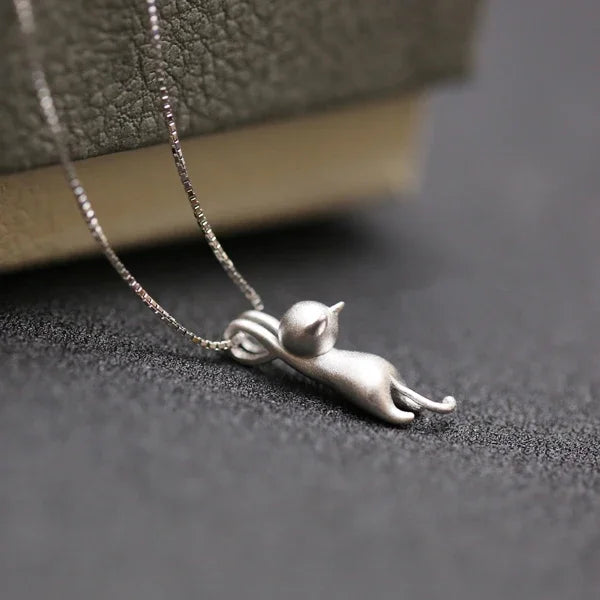 Colliers et pendentifs chat mignon en argent sterling 925 pour femme, cadeau de festival à la mode, bijoux en argent sterling
