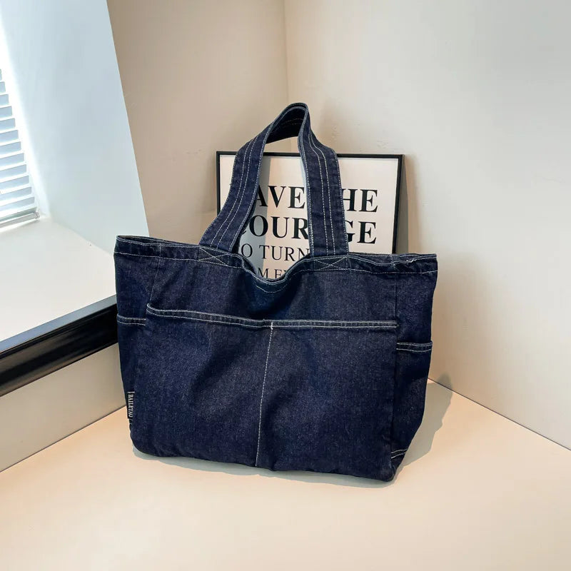 Sacs à bandoulière pour femmes en jean grande capacité 2025, cabas décontracté et concis, sac à main tendance pour femmes