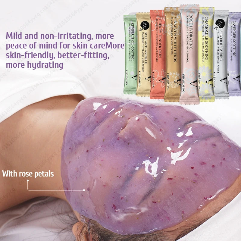 Masque en poudre hydratant de salon SPA doux Hydro Jelly pour le visage, blanchissant, à la rose, au collagène, peel-off, masque facial en caoutchouc DIY