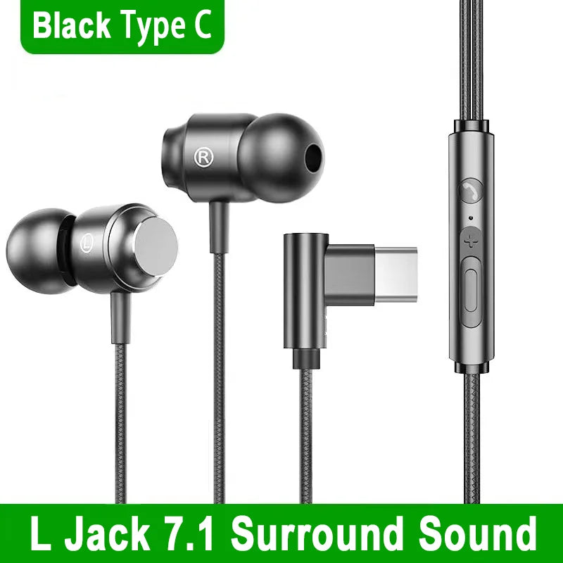 Pour casque de jeu filaire Samsung Jack 90° HiFi Surround Sound avec micro Type C Écouteurs de musique 3,5 mm pour Galaxy S25 24 iPhone 17