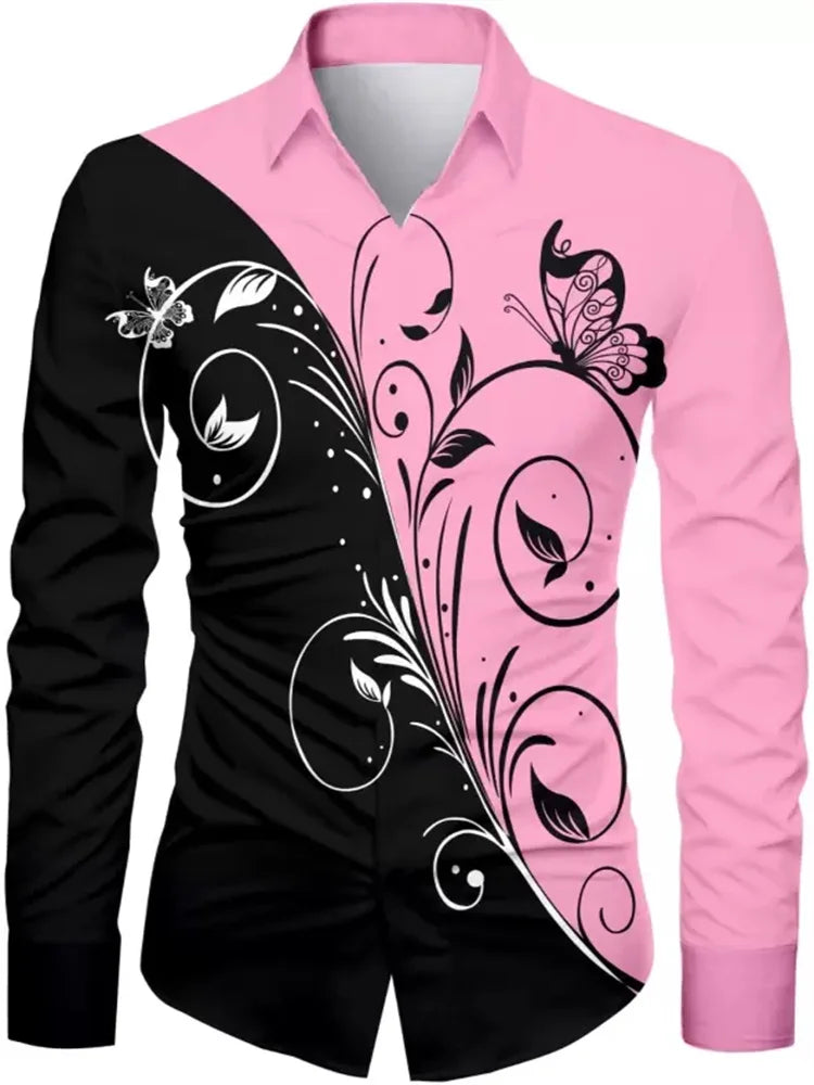 T-shirt fleuri tendance pour hommes motif HD Dégradé de couleurs Décontracté Extérieur Fête Doux et confortable Nouveau style 2024