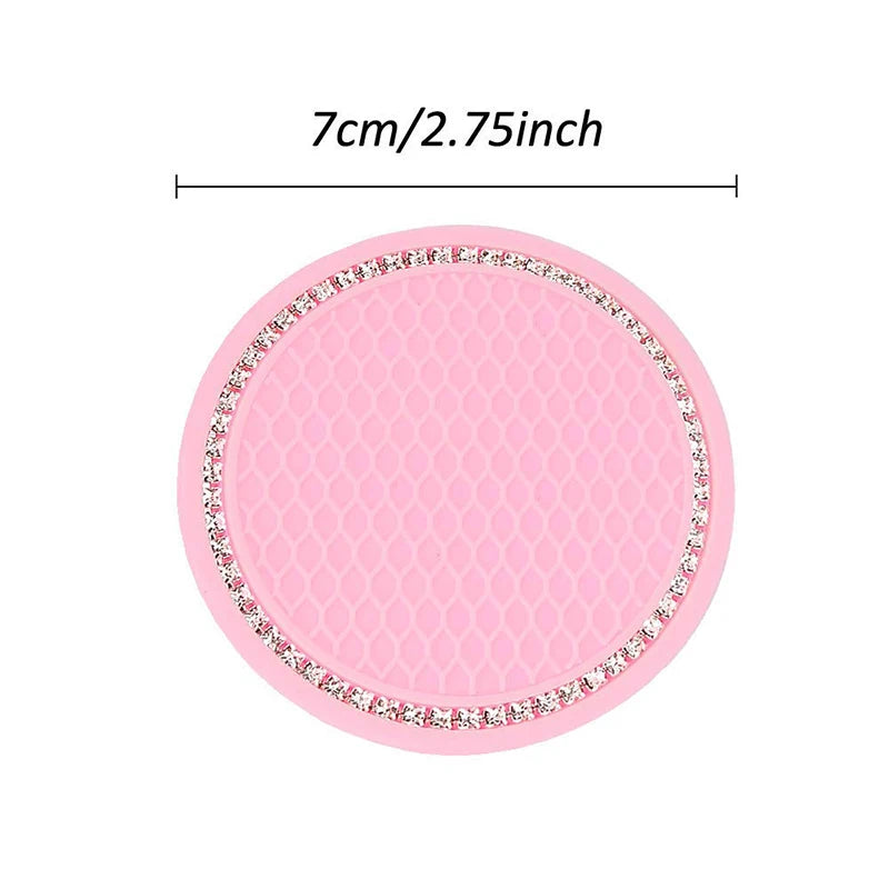 Coussin de tasse d'eau antidérapant pour voiture, sous-verre lumineux, porte-bouteille, tapis en caoutchouc strass, accessoires de style automobile