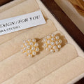 Retro Luxury Gold Color Geometry Trim Edge Imitation Pearl Piercing Stud Earrings for Women Bride Wedding Designer Jewelry Gifts