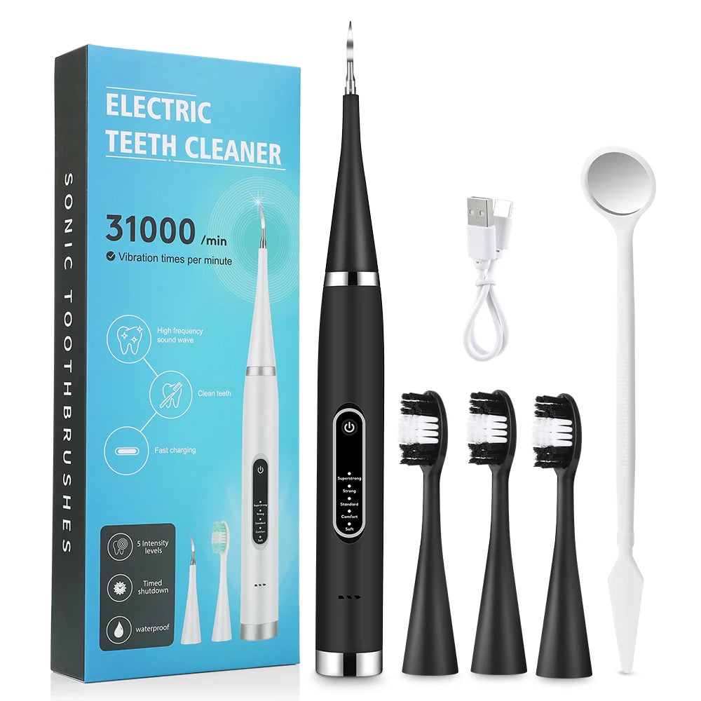 Détartreur électrique, dissolvant de tartre, nettoyant de plaque dentaire, blanchiment des dents, enlèvement des pierres dentaires, 1 tête de brosse à dents, soins bucco-dentaires