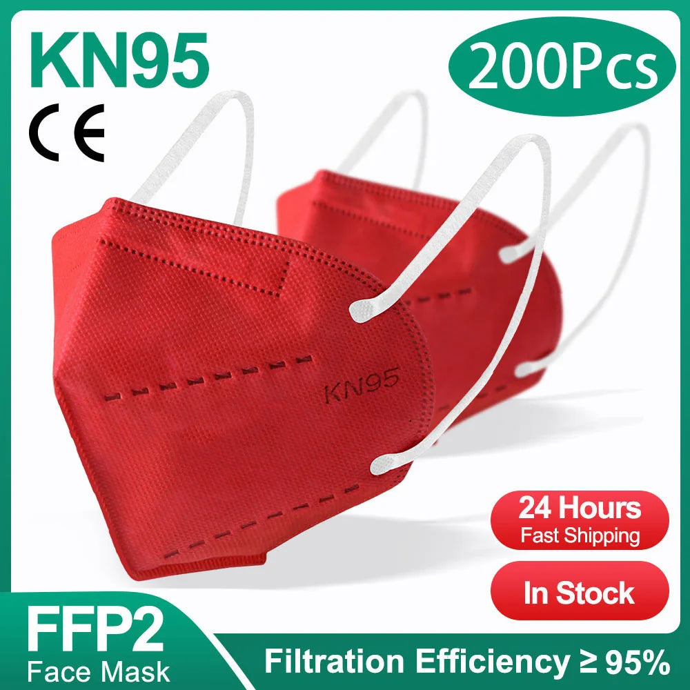 10-200 Masques FFP2 KN95 Mascarillas Masque facial KN95 Filtre 5 couches Mascarillas quirúrgicas homologuées Masque FFP2 noir réutilisable
