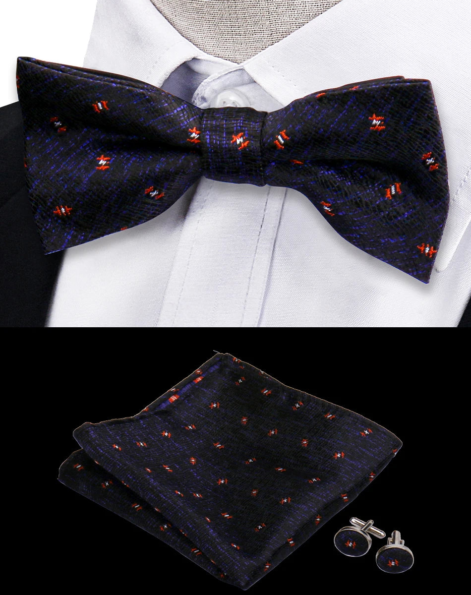Ensemble de 3 pièces Nœud Papillon Cravate Mouchoir Boutons de Manchette Pour Hommes Chemises Adaptées Affaires Mariage Papillon Paisley Pochette Nœud Papillon Homme