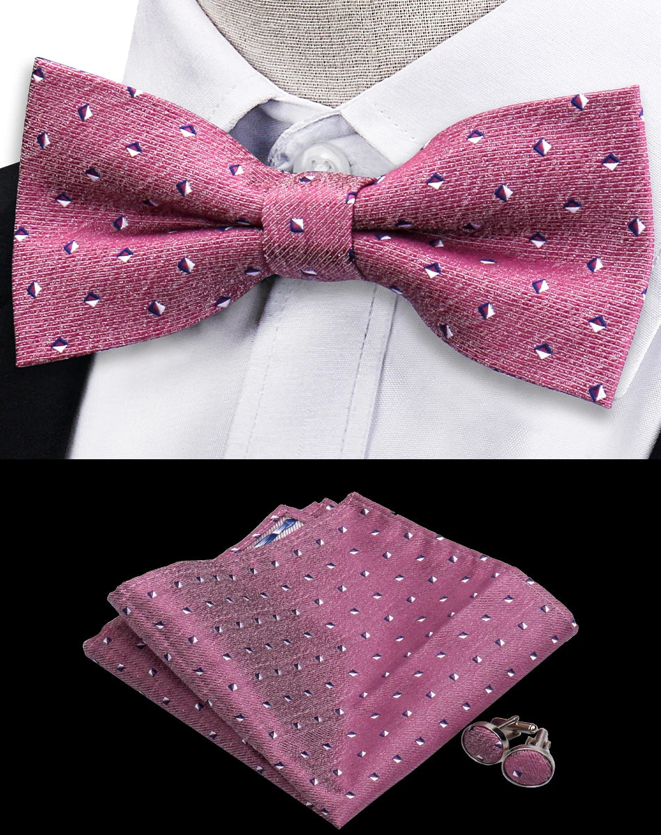 Ensemble de 3 pièces Nœud Papillon Cravate Mouchoir Boutons de Manchette Pour Hommes Chemises Adaptées Affaires Mariage Papillon Paisley Pochette Nœud Papillon Homme