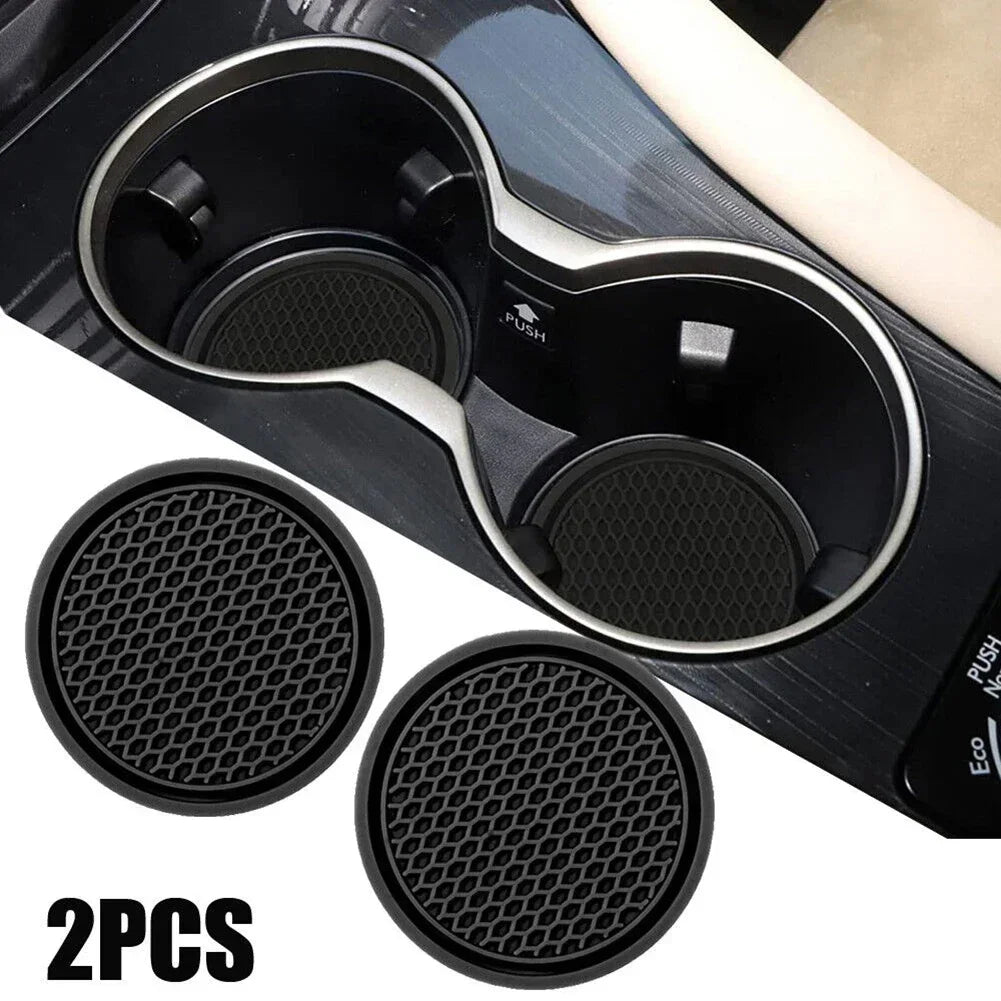 Black Anti-Slip Car Cup Holder Inserts Coaster Pads Auto Interior Accessories Compatible with Most Cups