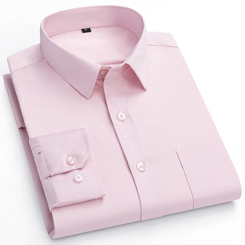 Nouvelle Élasticité Anti-Rides Chemises Homme Manches Longues Chemises Habillées Pour Homme Coupe Ajustée Camisa Social Chemise d'Affaires Chemise Blanche