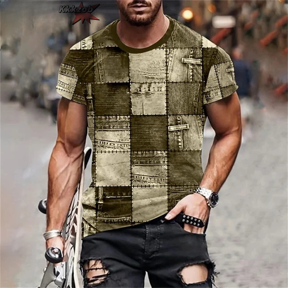 T-shirt graphique homme à col rond avec impression fantaisie, haut d'été à manches courtes pour homme, haut doux, tendance et confortable, vêtements de sport