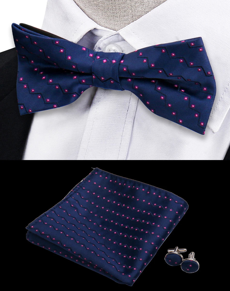 Ensemble de 3 pièces Nœud Papillon Cravate Mouchoir Boutons de Manchette Pour Hommes Chemises Adaptées Affaires Mariage Papillon Paisley Pochette Nœud Papillon Homme