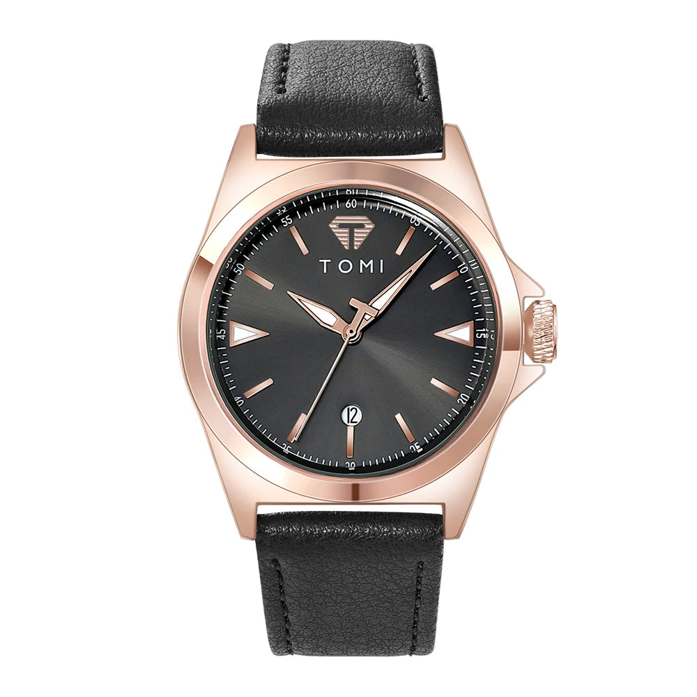 Montre pour homme décontractée minimaliste TOMI, montre à quartz pour homme d'affaires, cadran rond, montre classique à la mode, cadeau