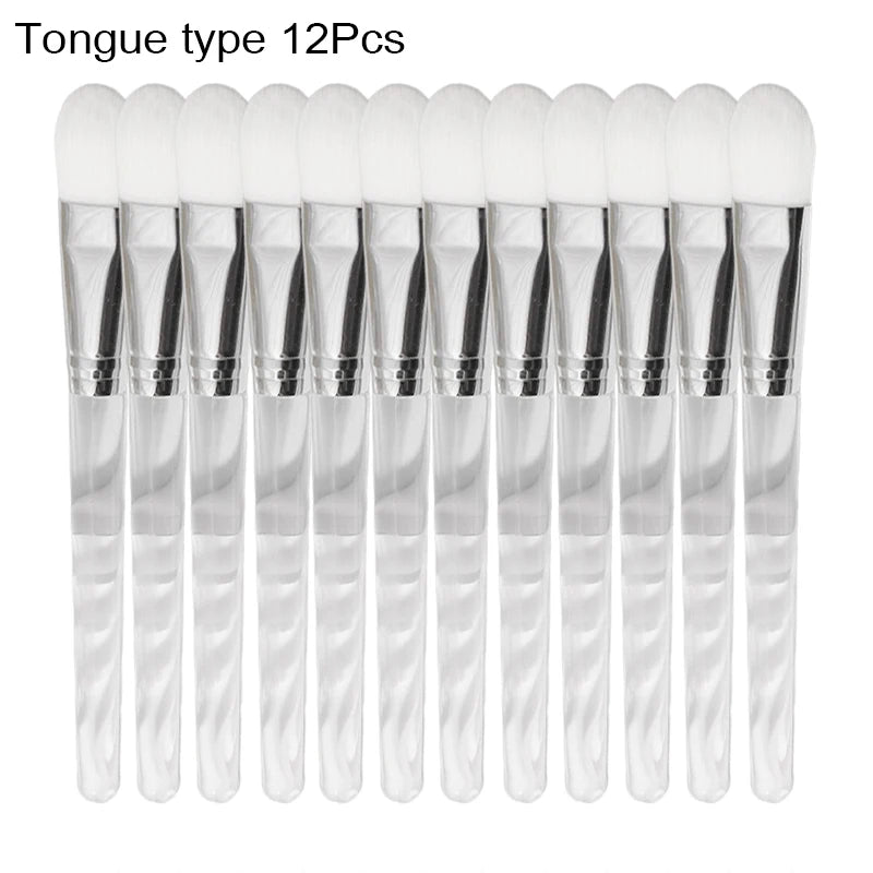 12 brosses/lot Masque Facial Poils doux Tige en Cristal Transparent Pinceau Applicateur Visage Outils de Maquillage DIY Soins de la Peau Salon Spa