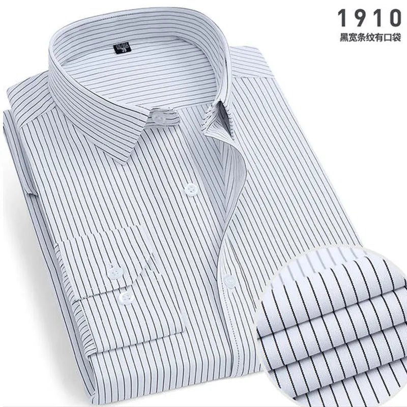 Nouveauté Printemps Chemise homme rayée à manches longues Infroissable Anti-plis Confortable Respirante Style décontracté professionnel Coupe ajustée