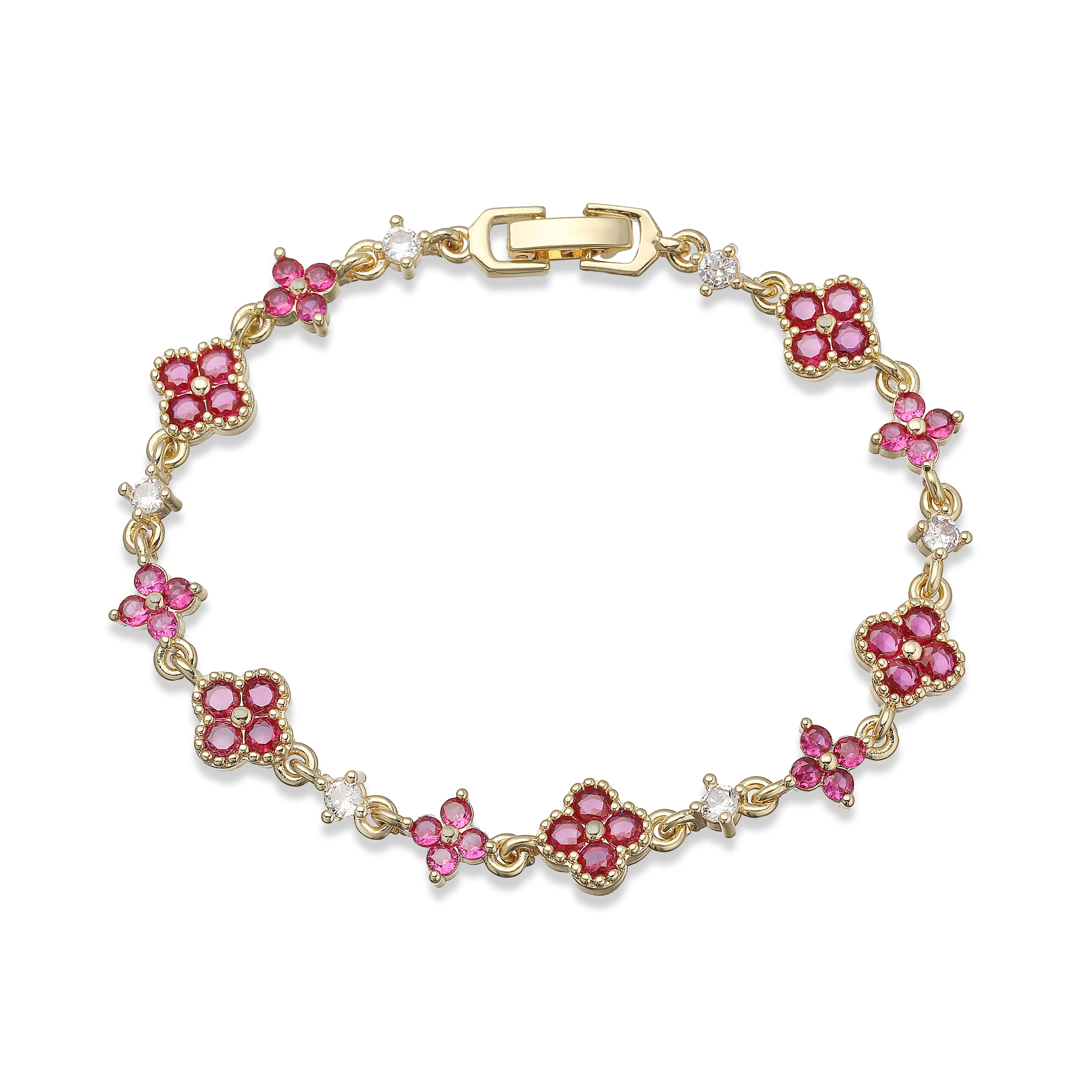 HECHENG, Bracelet chaîne pendentif trèfle à quatre feuilles en zircone multicolore avec fermoir mousqueton, bijoux exquis et minimalistes pour femmes