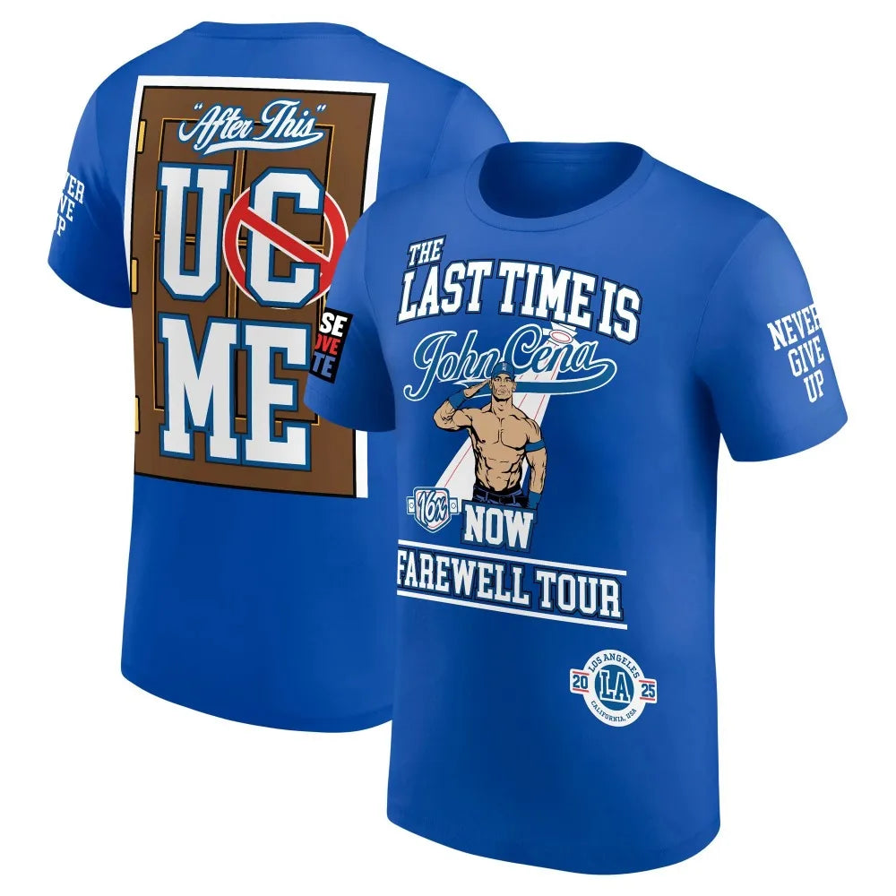 T-shirt homme bleu clair John Sena farewell tour Toronto Haut de sport respirant et à séchage rapide pour l'été