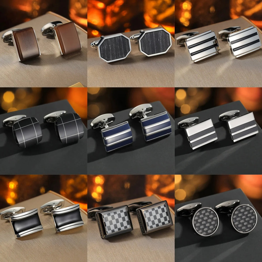 Nouveaux Boutons de Manchette Pour Hommes Carrés Ronds Chemise d'Affaires Boutons de Manchette Cadeaux pour Invités de Mariage Meilleur Cadeau pour Mari Bijoux