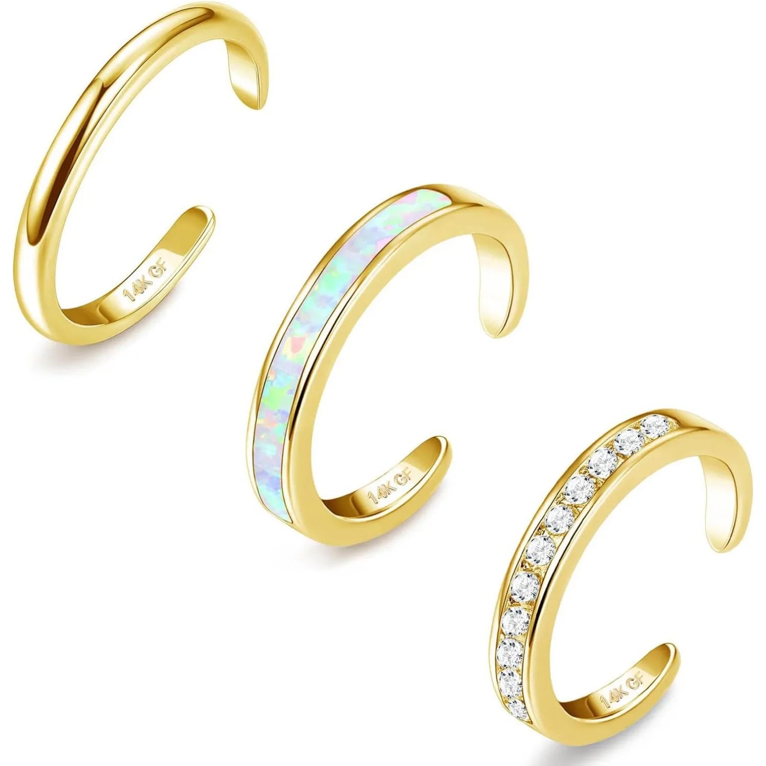 Bagues d'orteil Bobisty plaquées or 14 carats pour femme Bague d'orteil ajustable avec fleur d'opale mignonne Bagues d'orteil ouvertes Bijoux de pied de plage d'été