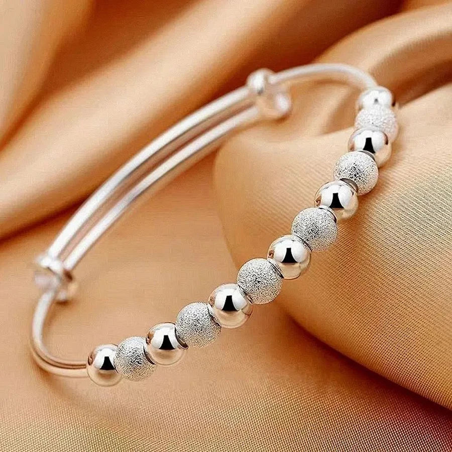 Breloque en Argent Sterling 925 Bracelet Perlé de Luxe Mignon Féminin Mode Fête Mariage Bijoux Avec Taille Ajustable