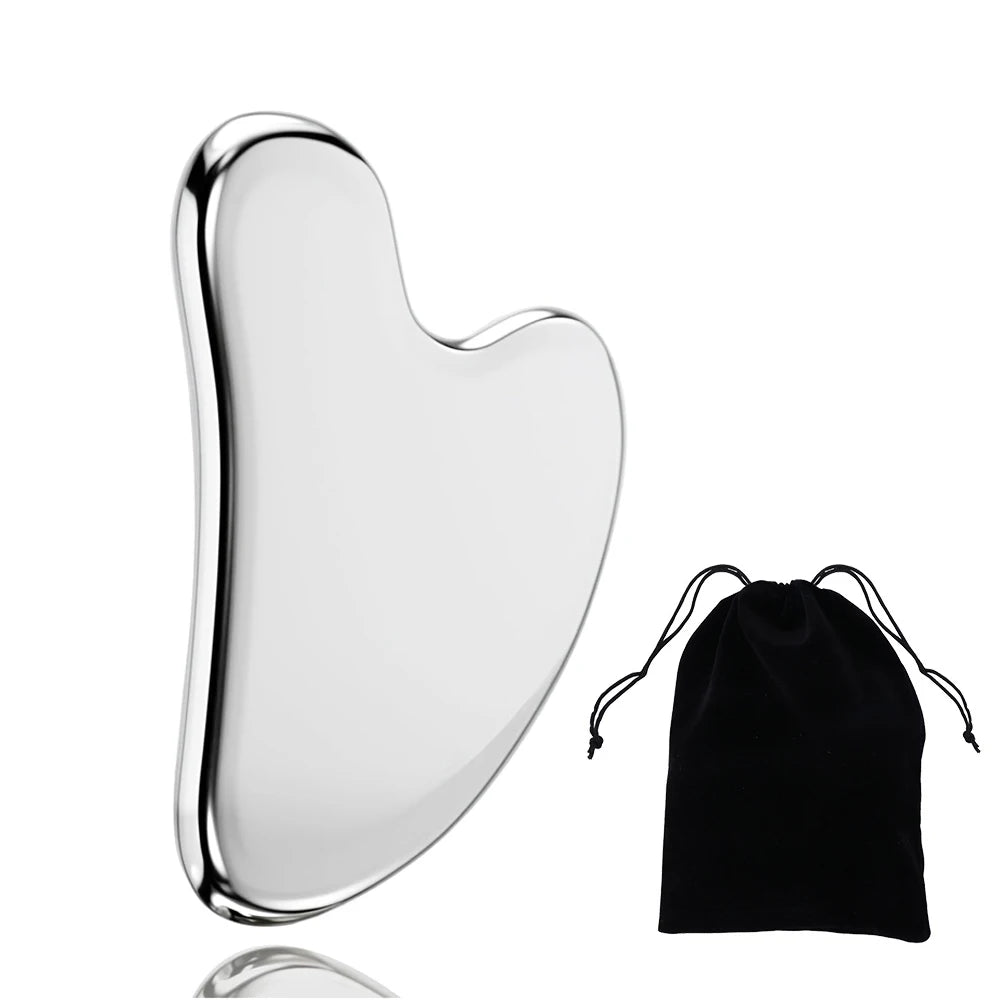 Outils de massage facial Gua Sha en acier inoxydable 304, outils de massage facial en métal lisse et robuste, racloir Guasha pour le visage et le corps, réduit les gonflements.