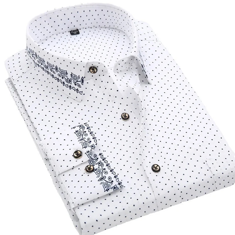 Nouvelle chemise pour hommes, mince, à manches longues, imprimée, printemps/été, sans repassage, décontractée, coupe ajustée, à la mode, respirante