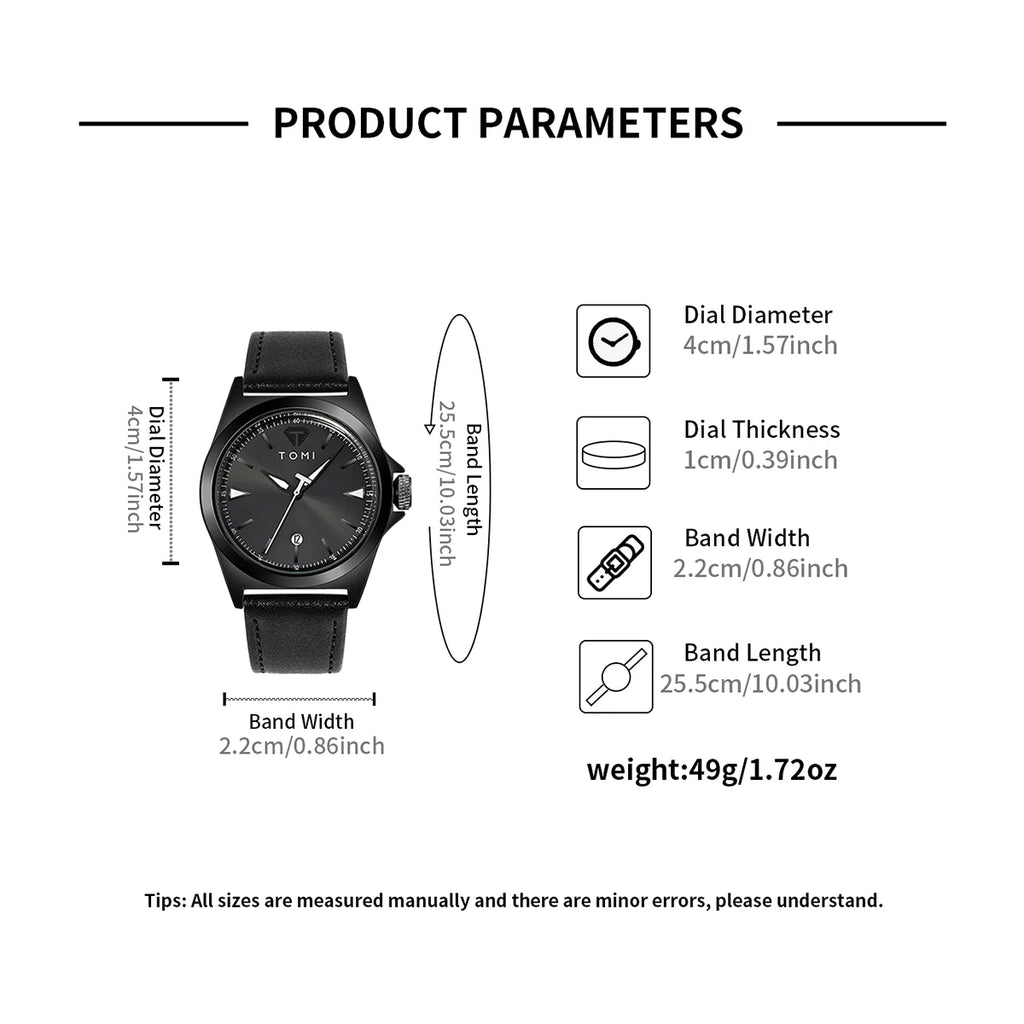Montre pour homme décontractée minimaliste TOMI, montre à quartz pour homme d'affaires, cadran rond, montre classique à la mode, cadeau