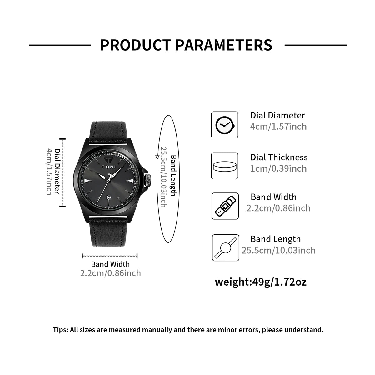 Montre pour homme décontractée minimaliste TOMI, montre à quartz pour homme d'affaires, cadran rond, montre classique à la mode, cadeau