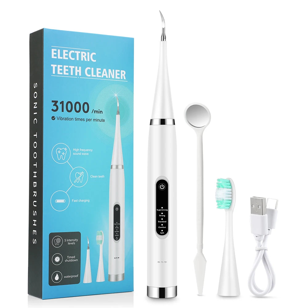 Détartreur électrique, dissolvant de tartre, nettoyant de plaque dentaire, blanchiment des dents, enlèvement des pierres dentaires, 1 tête de brosse à dents, soins bucco-dentaires