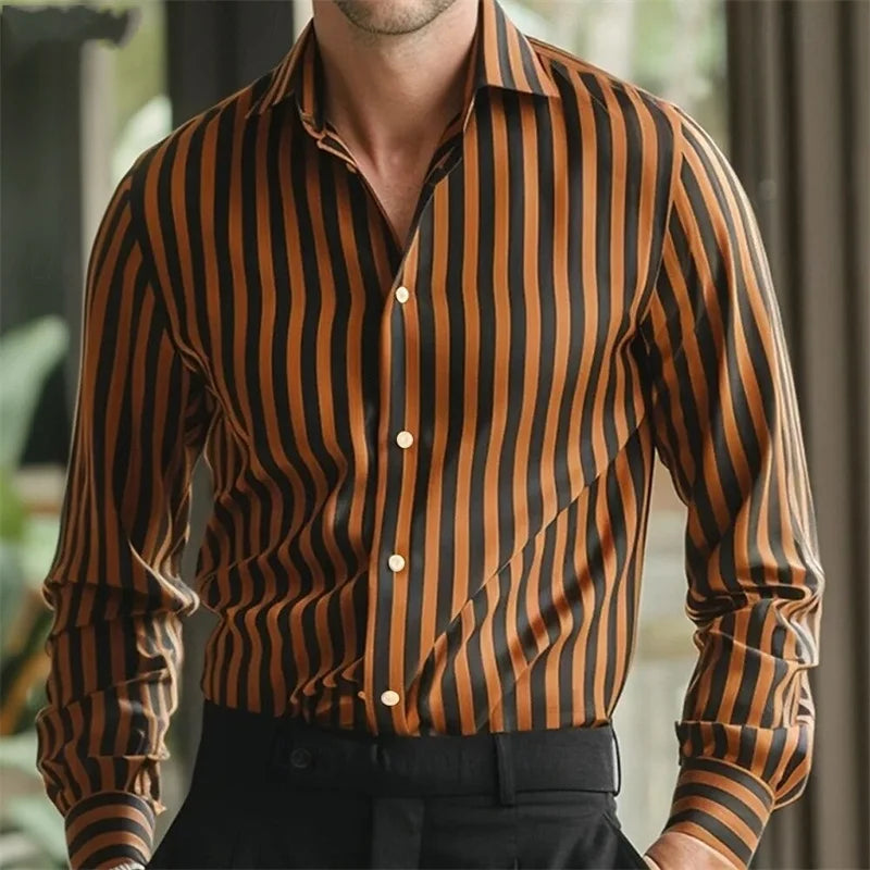 Nouvelle chemise formelle à rayures pour homme, 10 couleurs, chemise à col boutonné, manches longues, haut confortable et doux